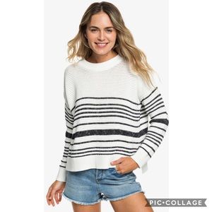 Roxy Manhattan Calling Sweater: Licorice Stripe, L